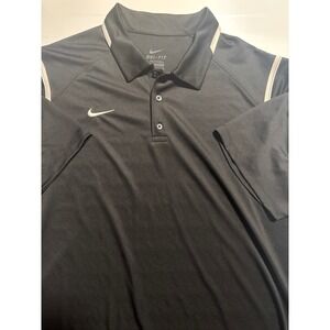 Nike Dri-Fit Mens Golf Polo Shirt Black White Athletic Performance Size XL